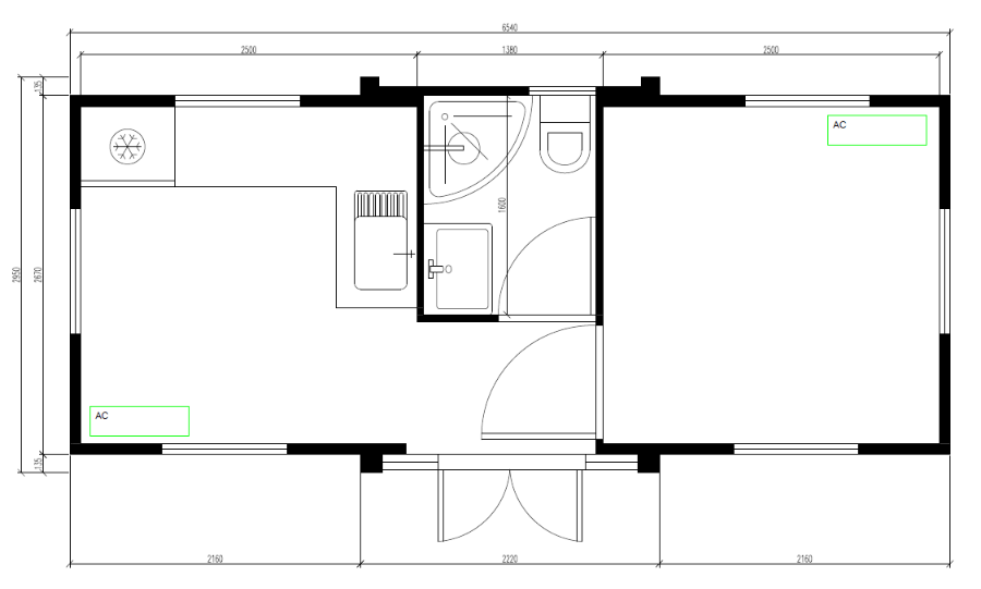 Model 18m² — půdorys dispozice