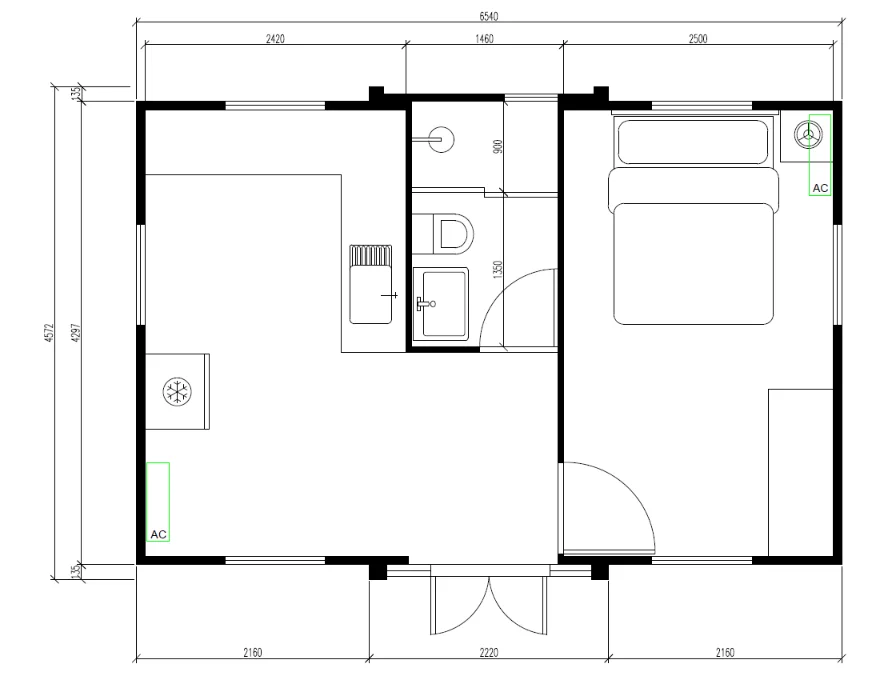 Model 27m² — půdorys dispozice