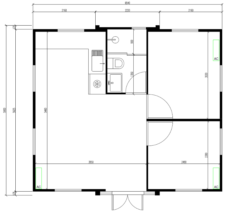 Model 37m² — půdorys dispozice