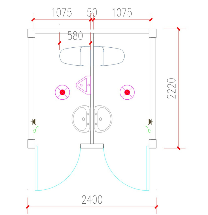 Comfort 10FT — půdorys dispozice (2 samostatné WC)